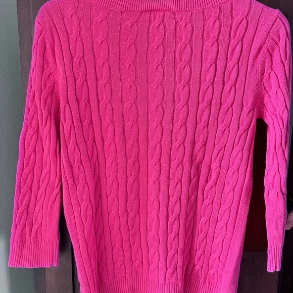 LOFT Bright Pink Cable Knit Sweater - Picture 2 of 4